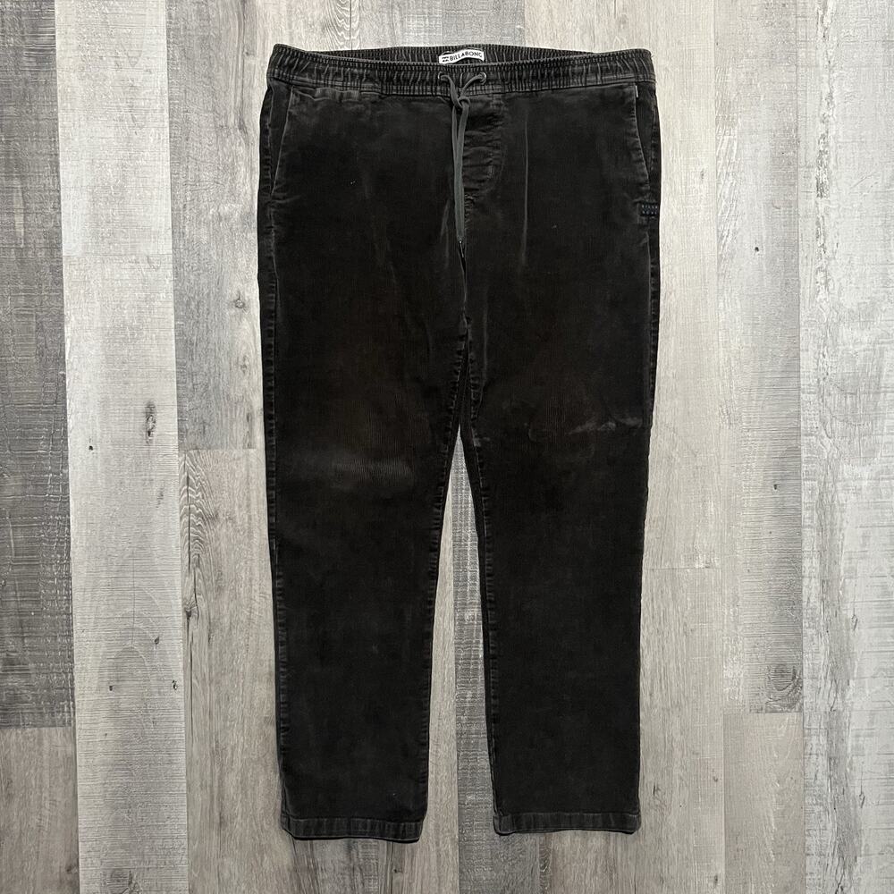 Billabong Larry Corduroy Pants Dark Grey Mens Drawstring Casual Size XL